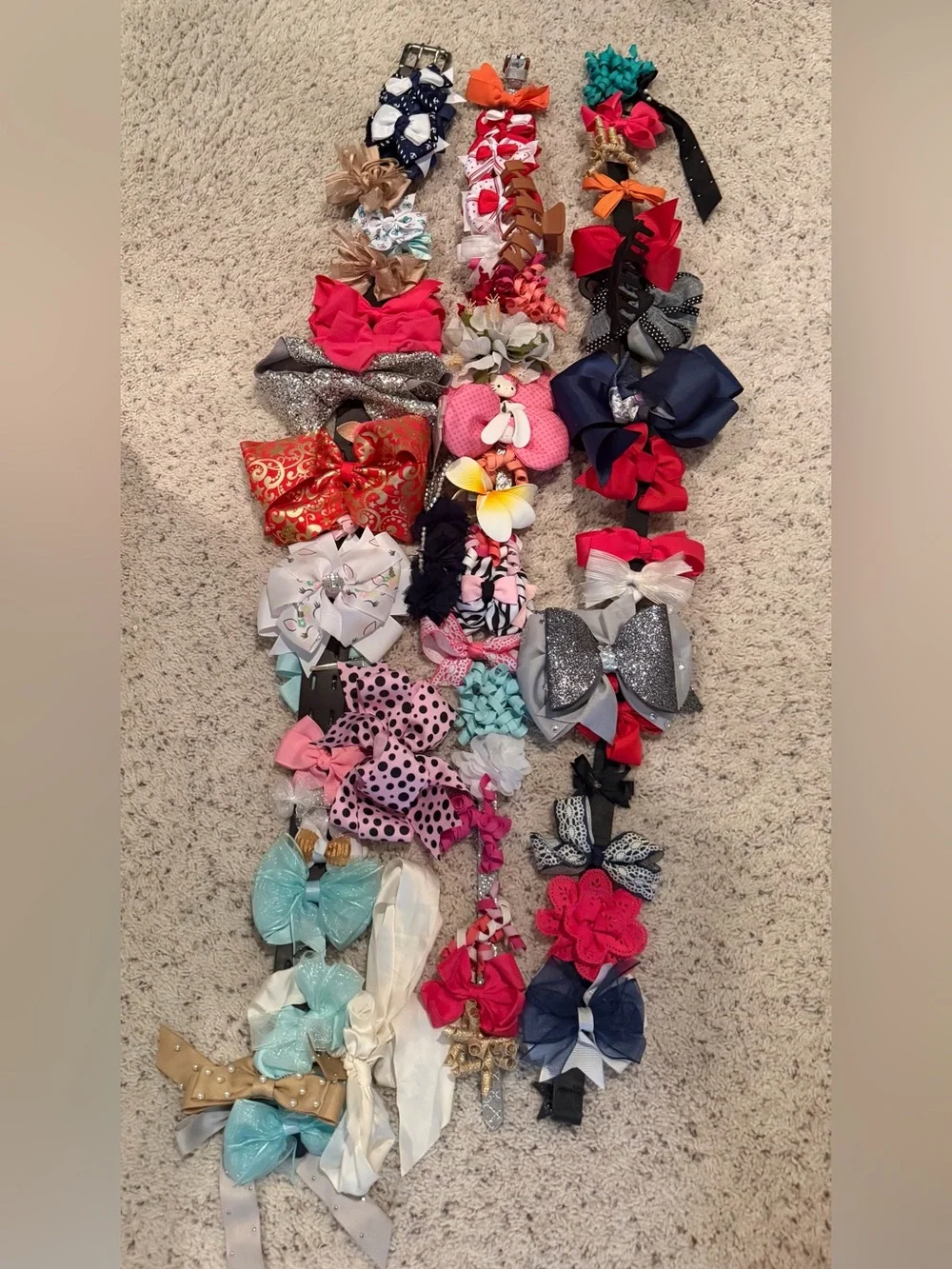 Girls Assorted Hair Bow Set - Pink, Red, Navy, Silver & More